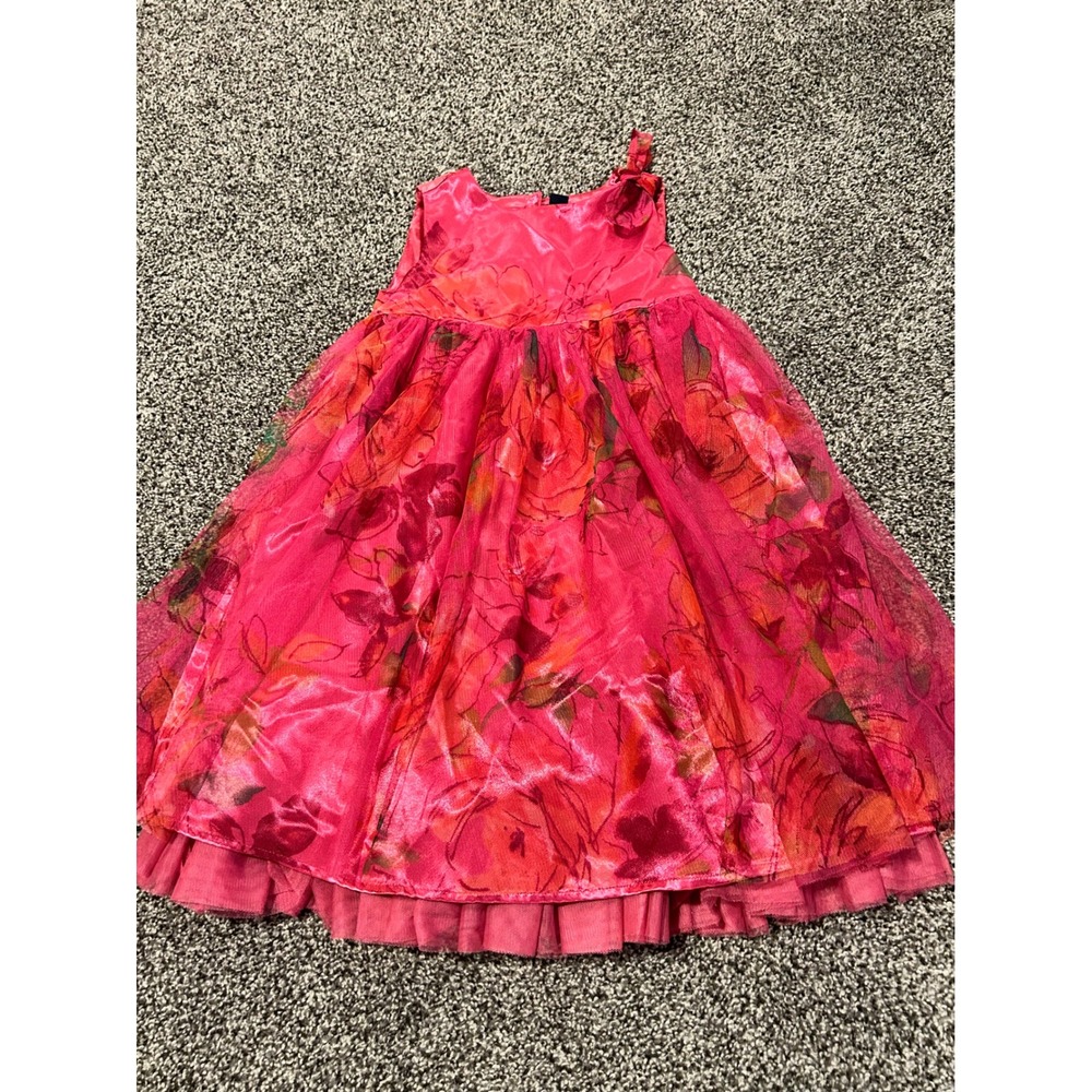 Cc40 Baby Gap Toddler Girls Pink Floral‎ Occasion Dress Size 5 Years